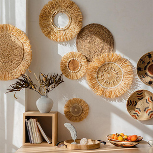 Japanese-Style Raffia Handmade Straw Wall Hangings, Wall Decorations, B&B Background Wall Hangings, Wabi-Sabi Style