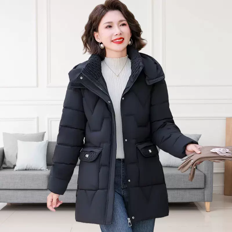2025冬季新款中年妈妈装连帽棉服女时尚洋气减龄百搭显瘦气质外套