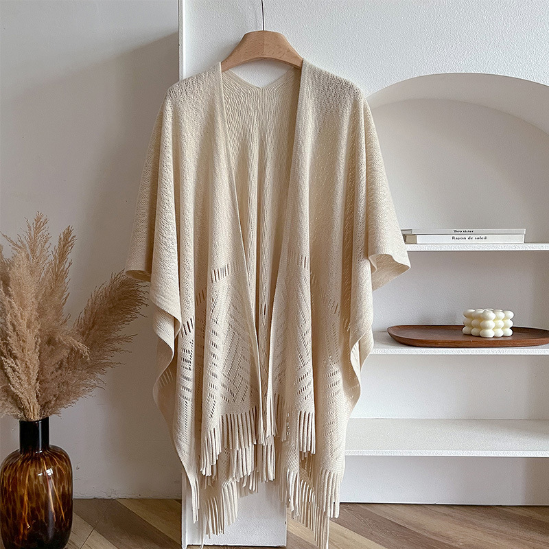 600g Weight Women's Elegant Simple Style Solid Color Cotton Polyester Tassel Shawl