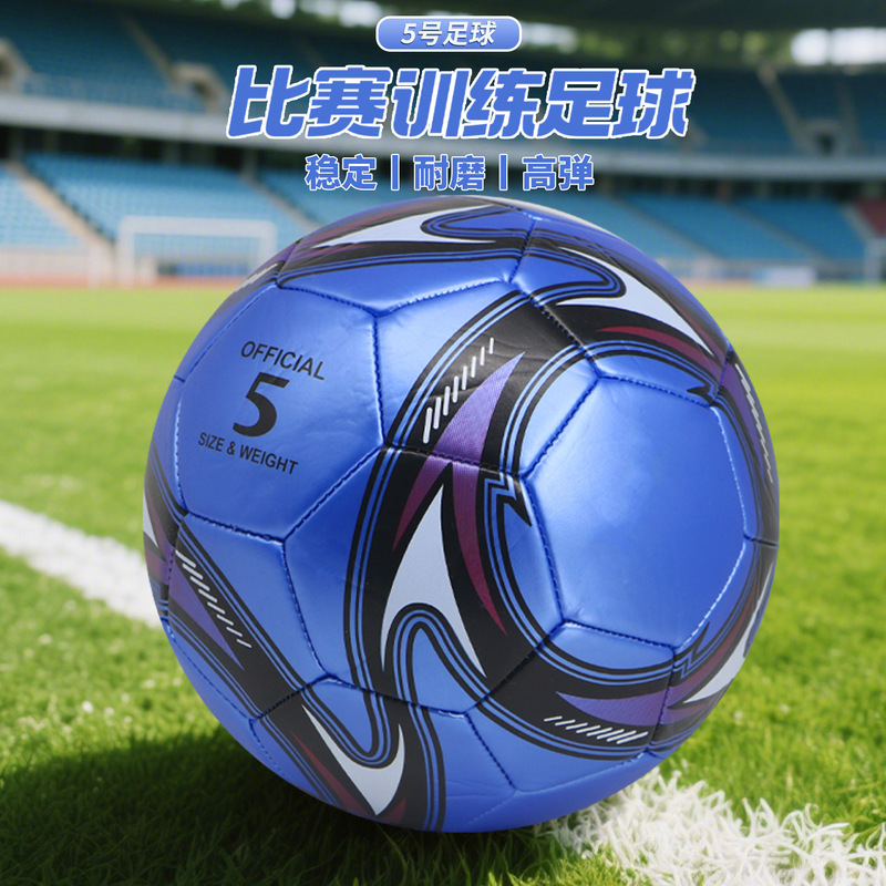 Standard No. 5 Football for Middle School Students, High School Entrance Examination Competition, Adult and Youth Training Ball, Pu Machine-Sewn Wear-Resistant and Kick-Resistant Wholesale