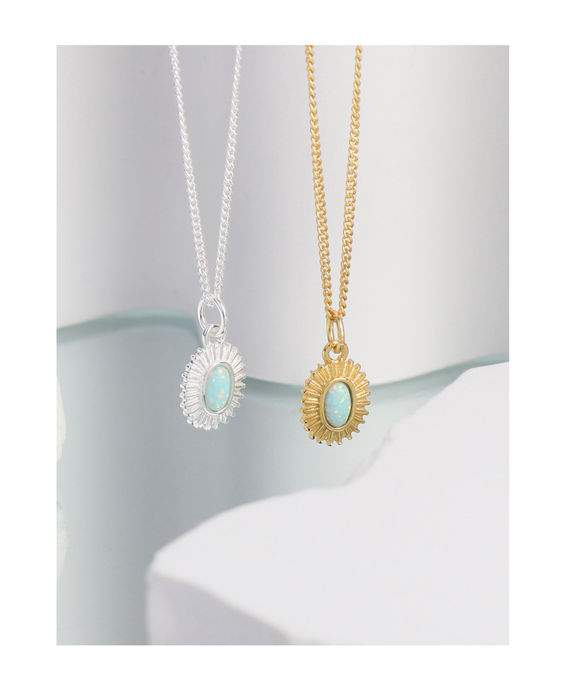 Sun Pattern 925 Sterling Silver Plating Sun Pendant Necklace