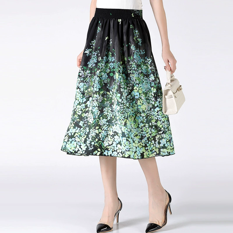 Среднего и пожилого возраста женские брюки летняя тонкая повседневная шифоновая юбка юбка в форме А свободная мама танцует с высокой талией
