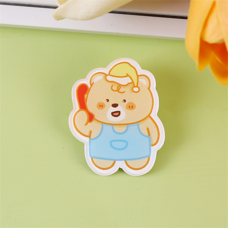 クリームイエローベアアクリルブローチかわいい漫画バッジペンダントスクールバッグペンダント装飾小物アクセサリーカスタマイズ|undefined