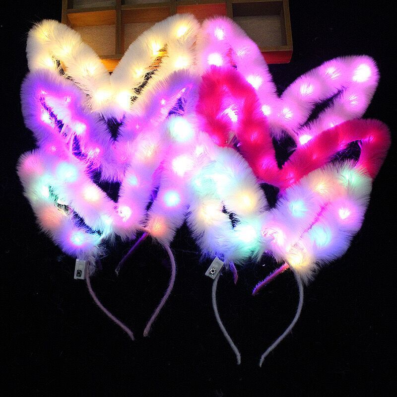 Nuevo alargamiento de plumas de conejo orejas de cabello de cabello de conejo cabello de cabello de cabello de hadas brillante cabello de cabello de juguetes