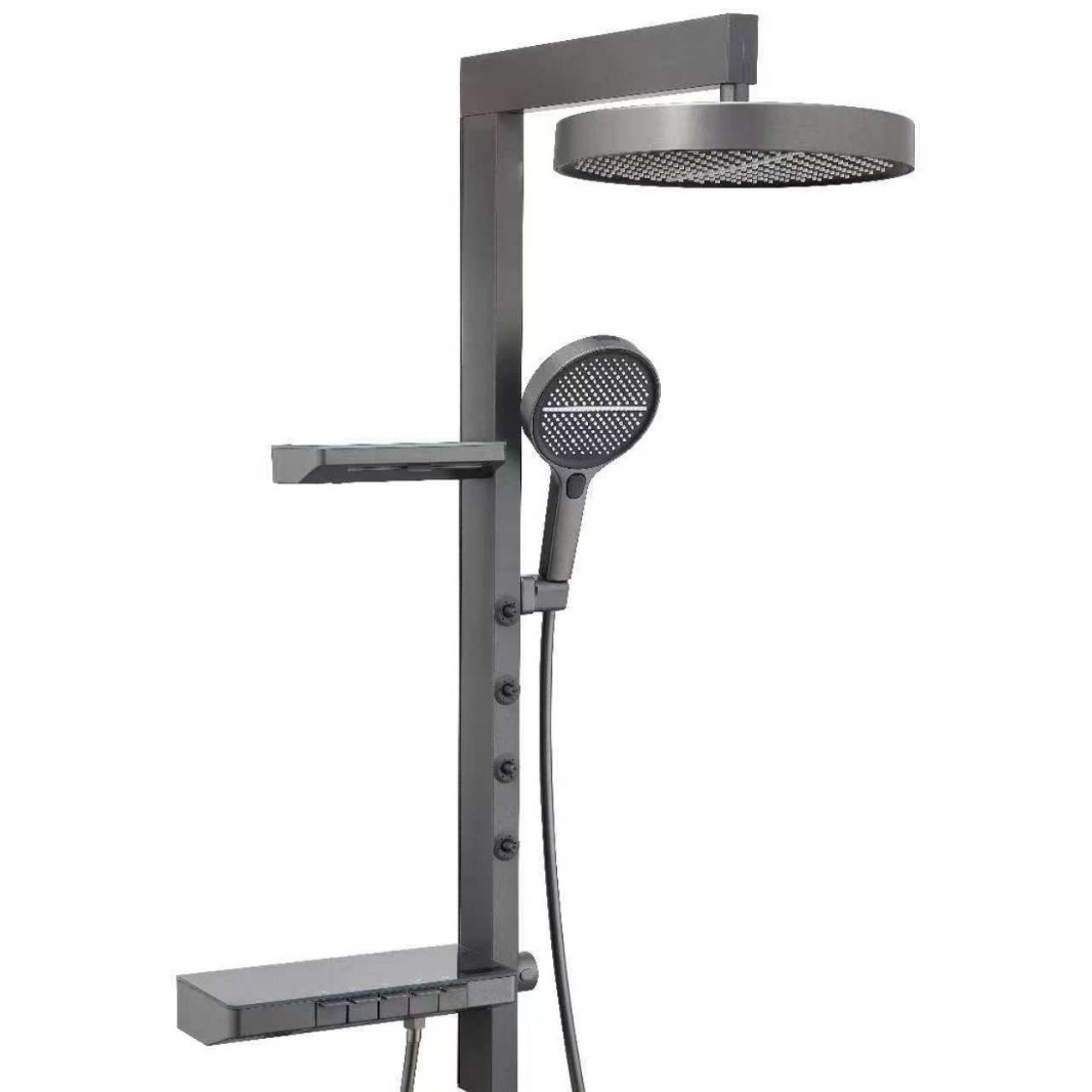 Nuevo juego de ducha de escalera moderna uno por uno, función de almacenamiento de doble capa, ducha blanca de temperatura constante, lluvia intensa, multimodo