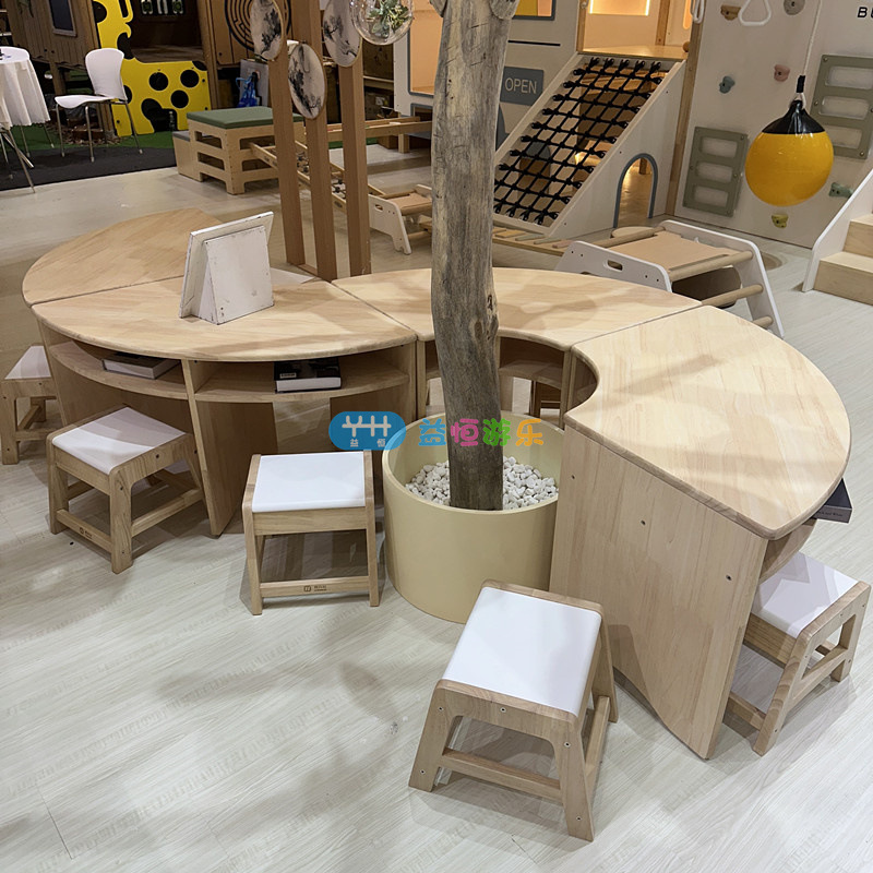 Kindergarten Solid Wood Tables and Chairs Children's Early Education Art Room Painting Handmade Table Storage Display Rack Storage Rack Decorative Rack