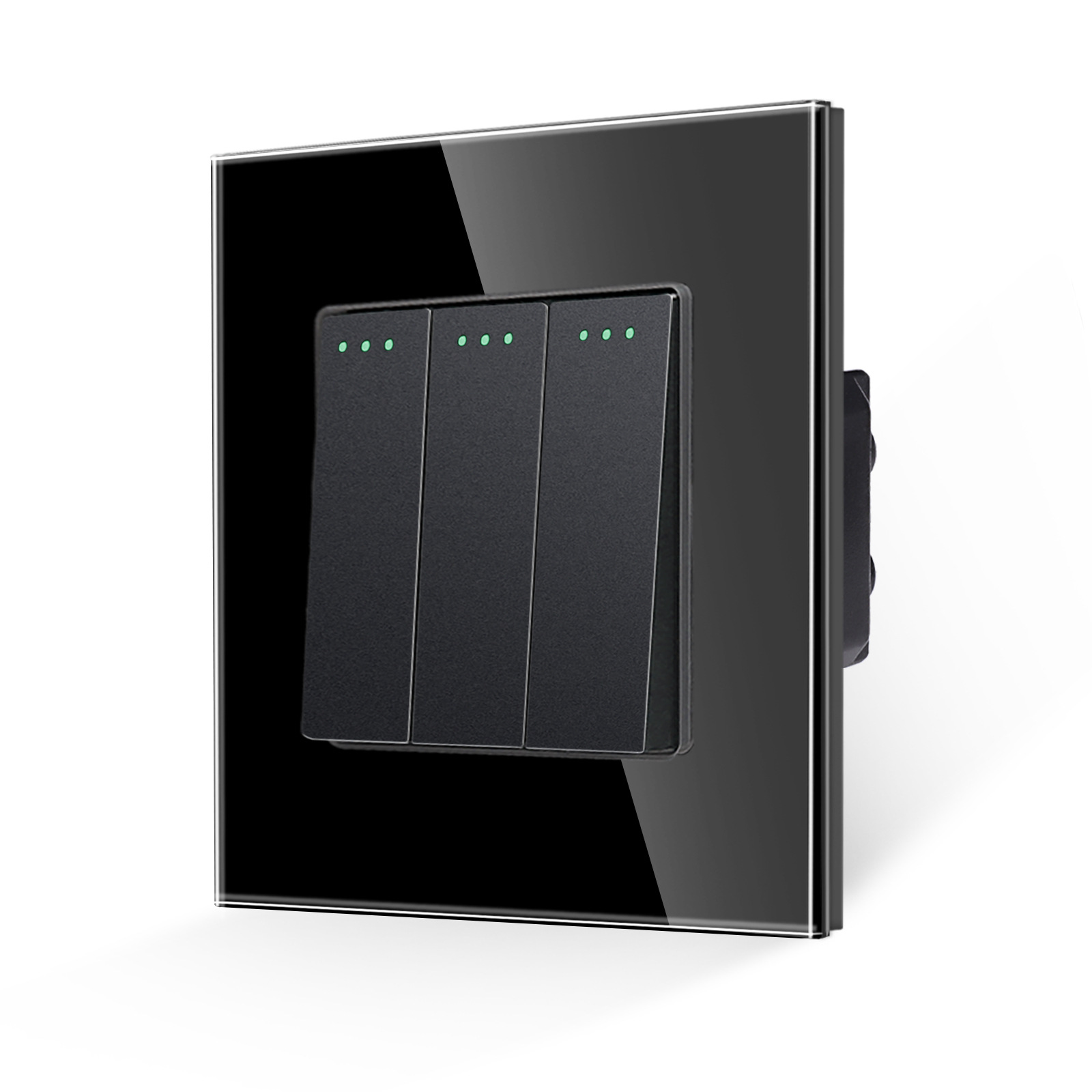 黑色3G机械开关德式插座欧式插座玻璃平板带接地俄罗斯CE认证