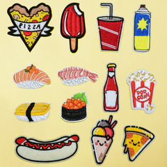 廠家直供卡通三文魚壽司刺繡布貼服裝輔料配飾布貼電腦繡花