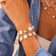 跨境欧美风复古仿巴洛克珍珠手链不锈钢手链小众精致设计感手饰品