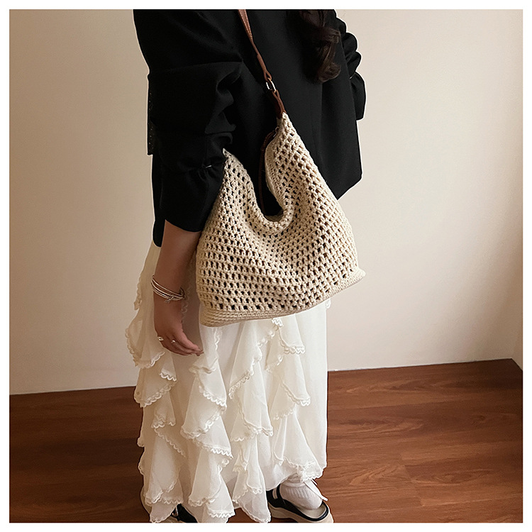 Summer versatile single-shoulder bags, trendy and fresh woven bags, seaside vacation beach bags, large-capacity travel bags undefined