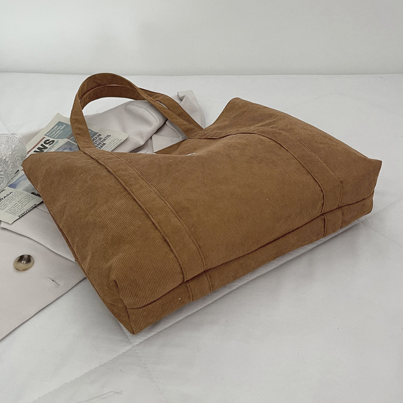 Bolso tote de pana vintage estilo chic, bolso grande de hombro para verano, retro, para estudiantes image 3