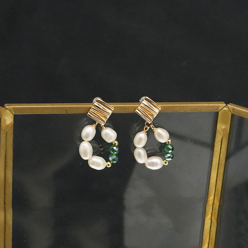 1 Pair Retro Artistic Geometric Freshwater Pearl Drop Earrings display picture 2