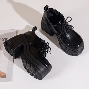 Thick-Soled Loafers for Women 2025 Autumn and Winter New Color Flats British Style Small Leather Shoes Platform Sole Thick-Heeled Leather Shoes