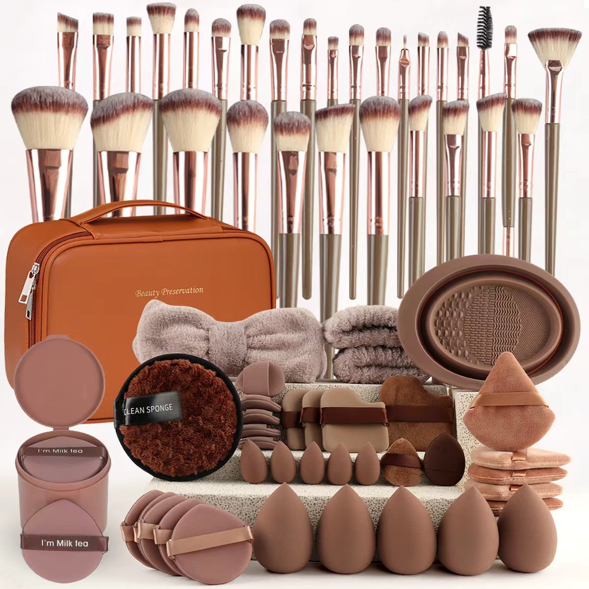 Juego modular marrón café de 75 piezas