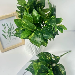 仿真绿植绿萝万年青塑料把花束盆栽插花叶子植物墙配材家具装饰品