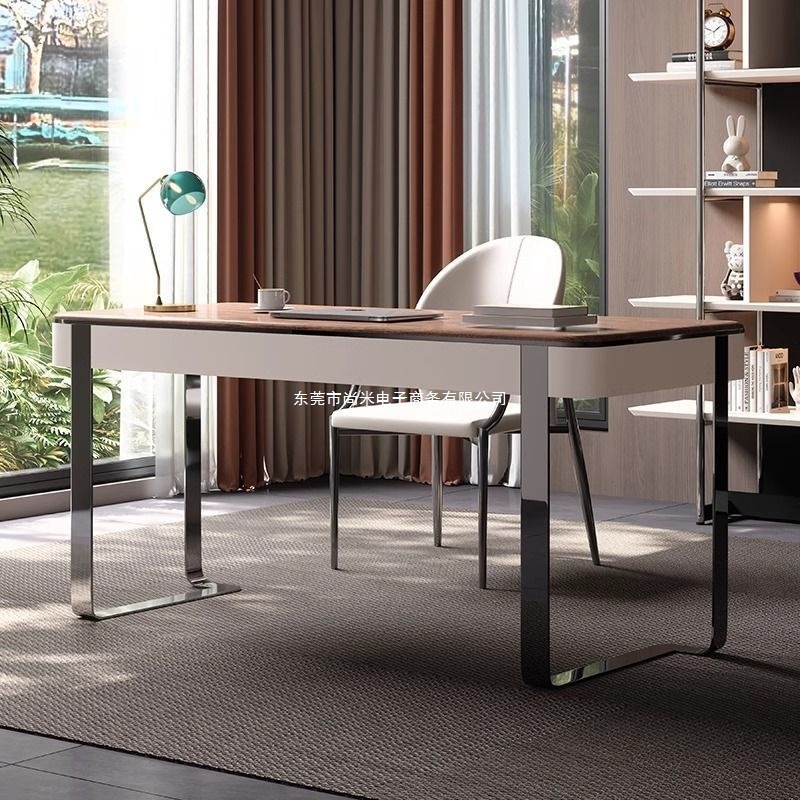 轻奢实木书桌极简现胡桃电脑办公桌意式书房家用美容跨境其他