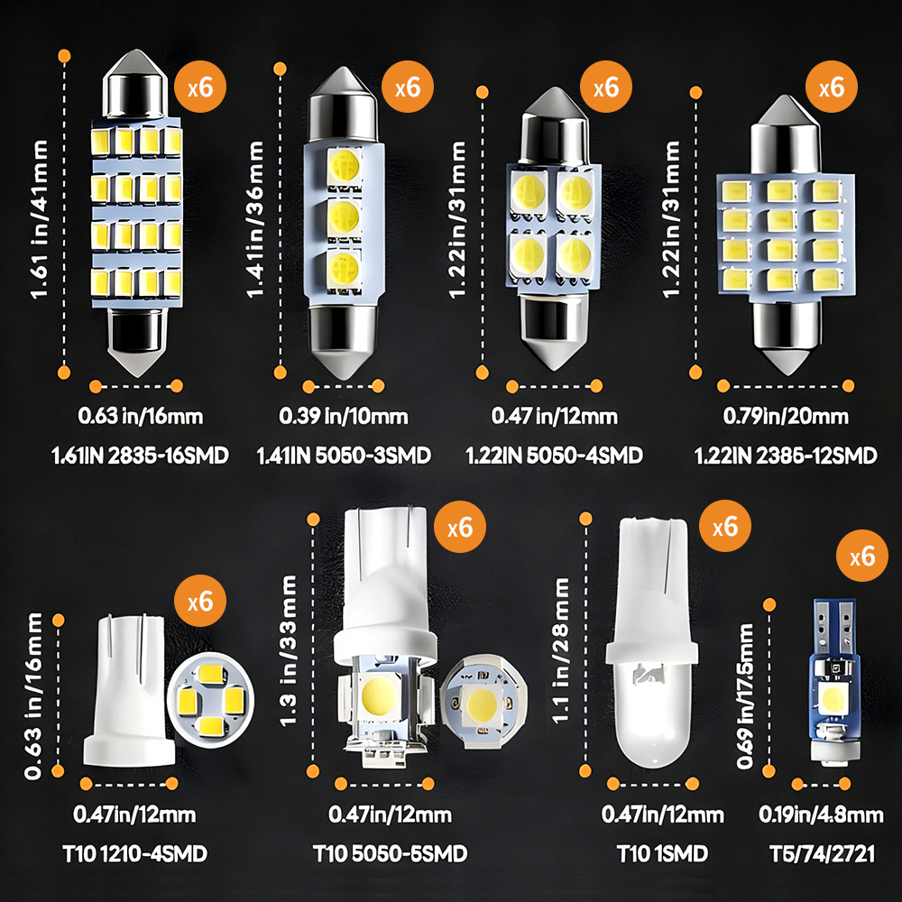 16 32 48pcs combinación de lámparas LED de automóviles transfronterizas T10 lámpara de ancho de doble punta de luz de lectura