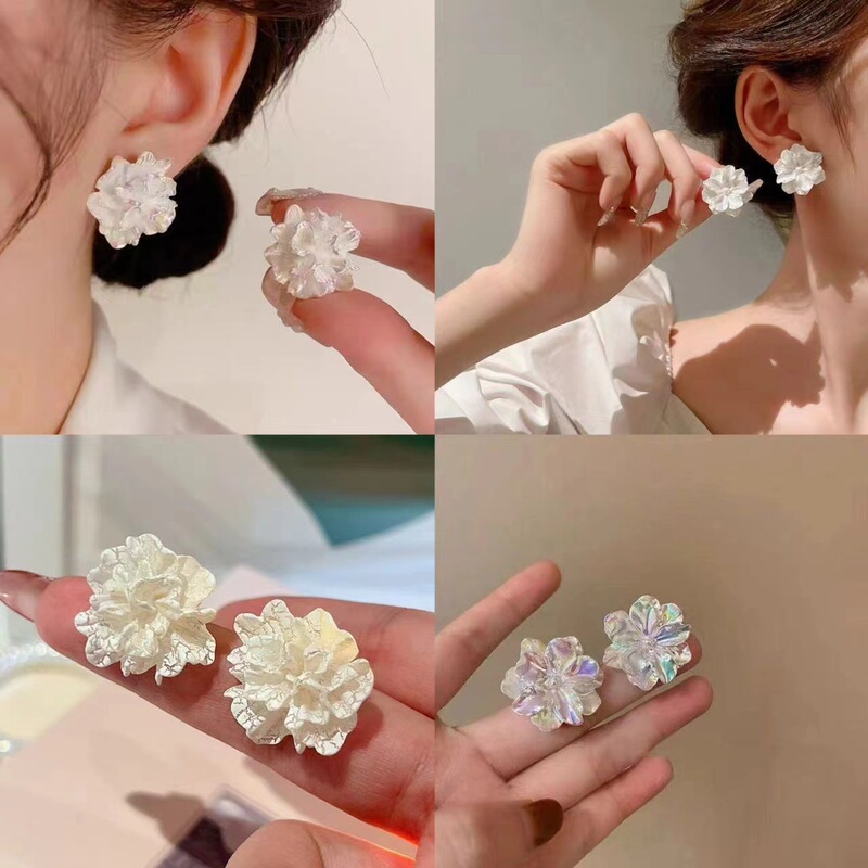 春夏の新白い花のイヤリング 925 シルバー針気質女の子シンプルなトレンディなイヤリングかわいい小さな装身具イヤリング|undefined