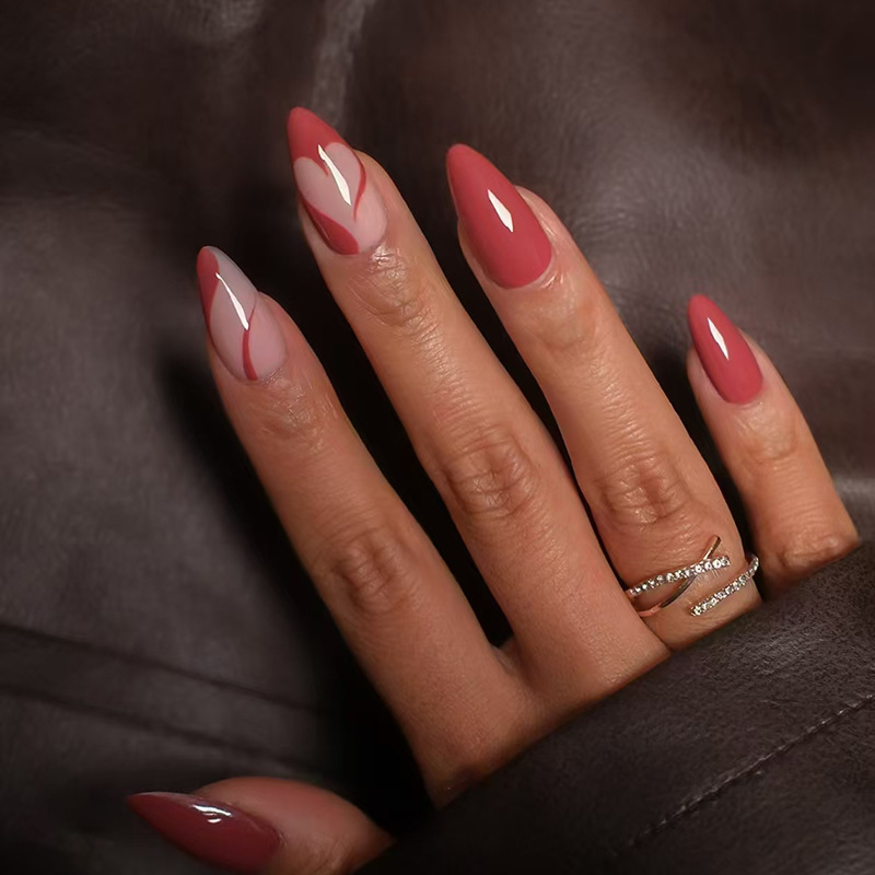 Foreign trade red hollow love Europe and the United States ins style detachable nail piece wear nail press on nails