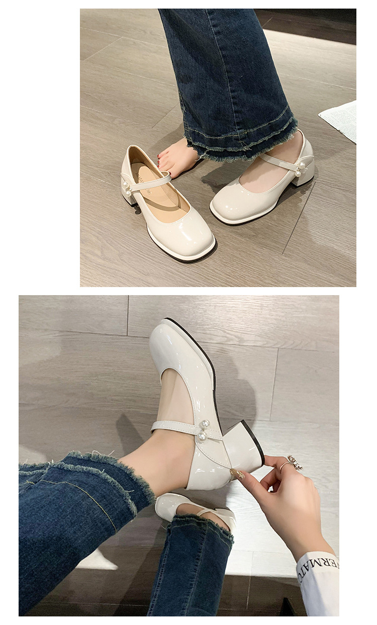 Mary Jane Little Leather Children's Summer 2024 Spring/Summer New Pearl Button Fairy Soft Thick Heel Shoes Girl_voghion.com