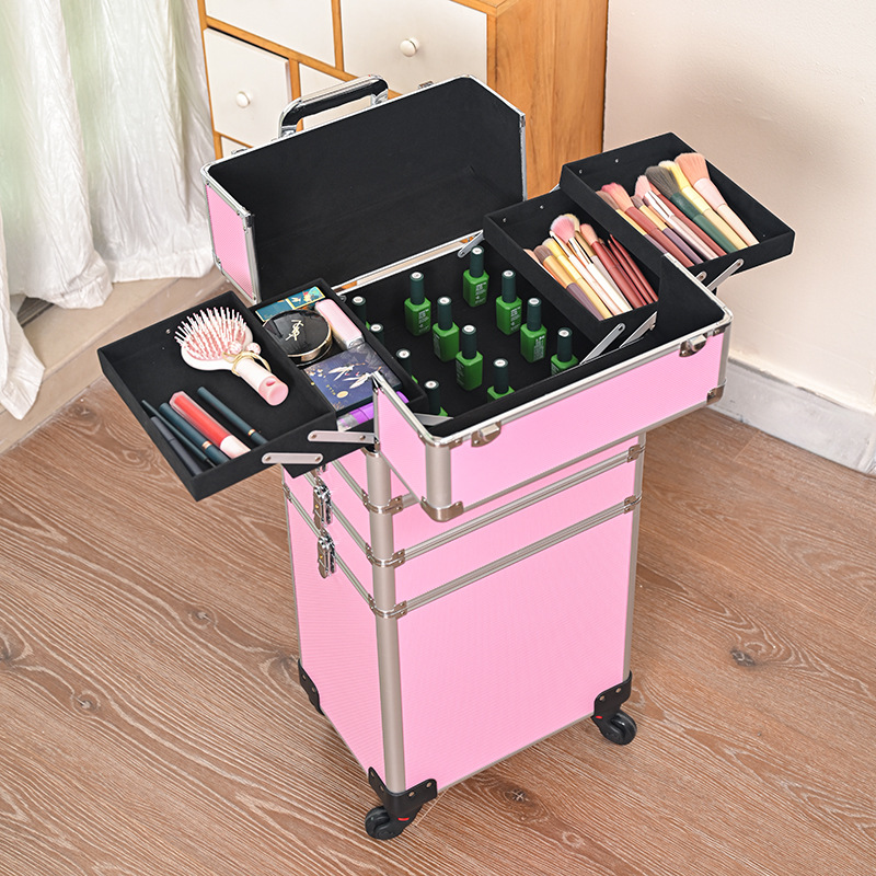 Carro caja cosmética de gran capacidad de pestañas belleza Barbero caja de herramientas de múltiples capas Esmalte de Uñas pegamento de almacenamiento portátil Portátil