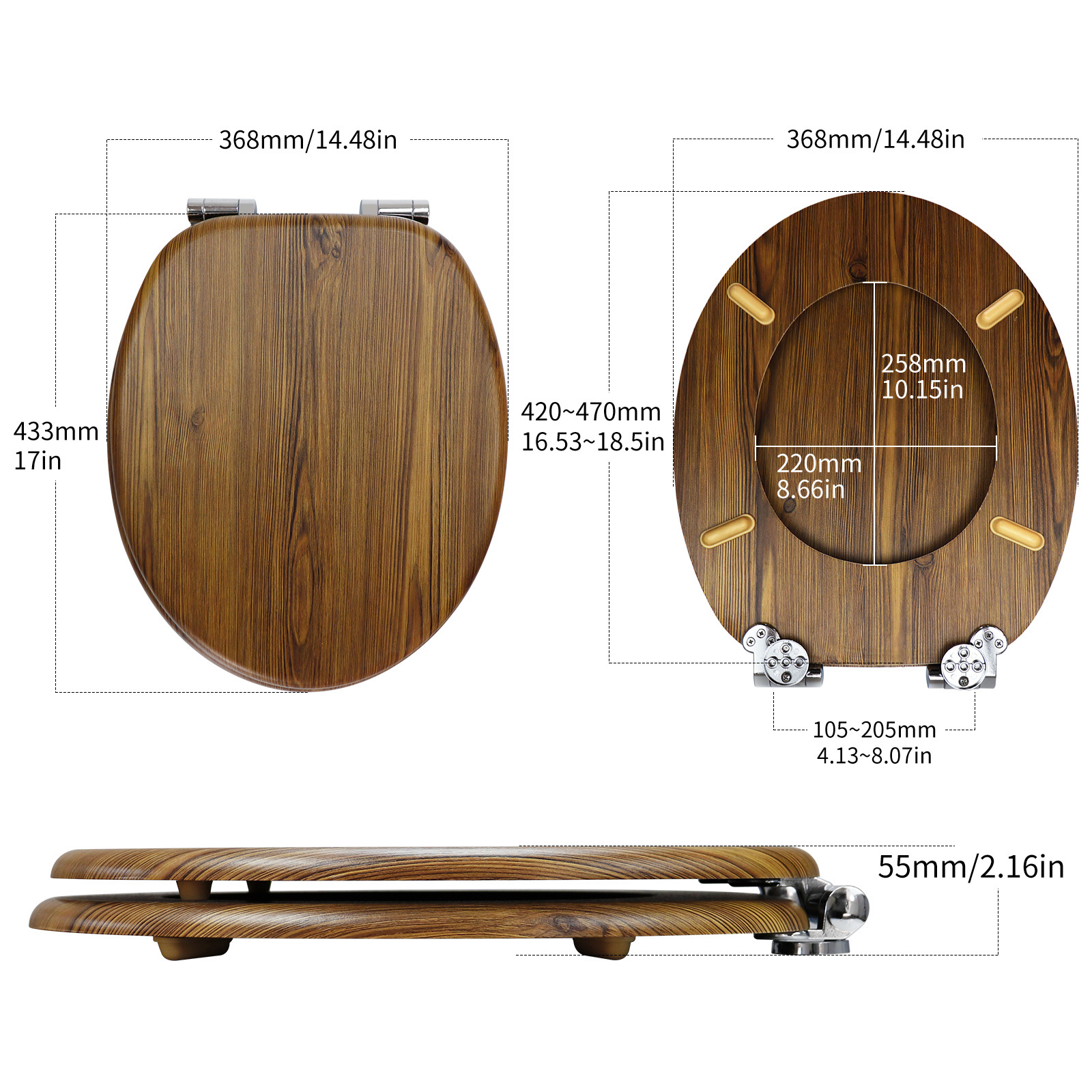 Fábrica directa tablero de densidad madera MDF cubierta de inodoro pvc pegado correa de madera caída lenta image 4