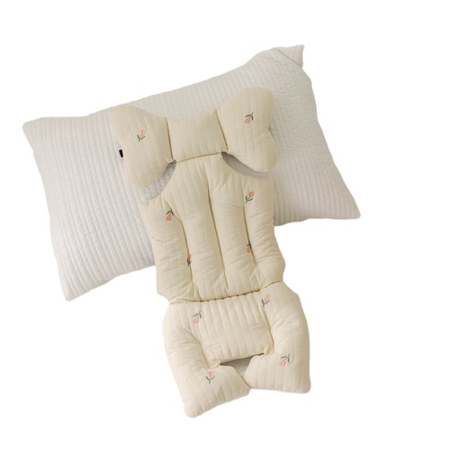 INS Baby Stroller Cushion for Autumn/Winter, Thicker Embroidered Cotton Pad Breathable All-Season Universal Washable in Machine