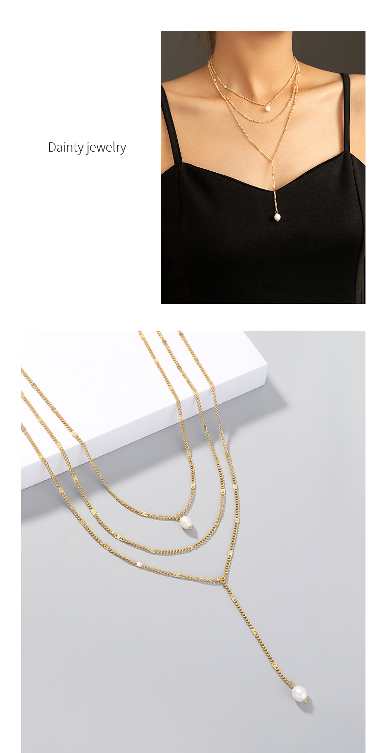 Temperament Retro Anhänger Halskette Einfache Perlenkette Schlüsselbeinkette display picture 5