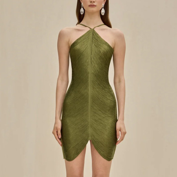 GY25032 fashion tassel halter backless dress spring and summer New