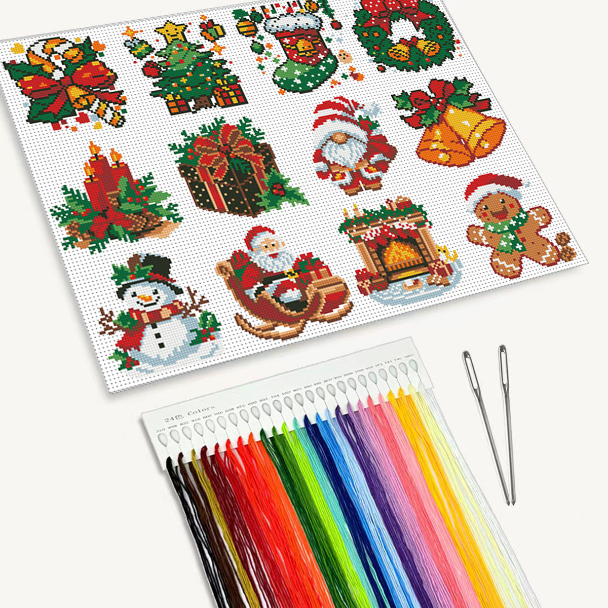 Nuevo bordado cruzado transfronterizo al por mayor 12 piezas de Navidad juego de dibujos animados lindos niños pequeños bordados cruzados a sí mismos image 3