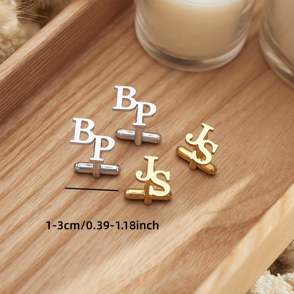 European and American French Private Custom English Letters Stainless Steel Gold-Plated Custom Men's Suit Titanium Steel Cufflink Accessories