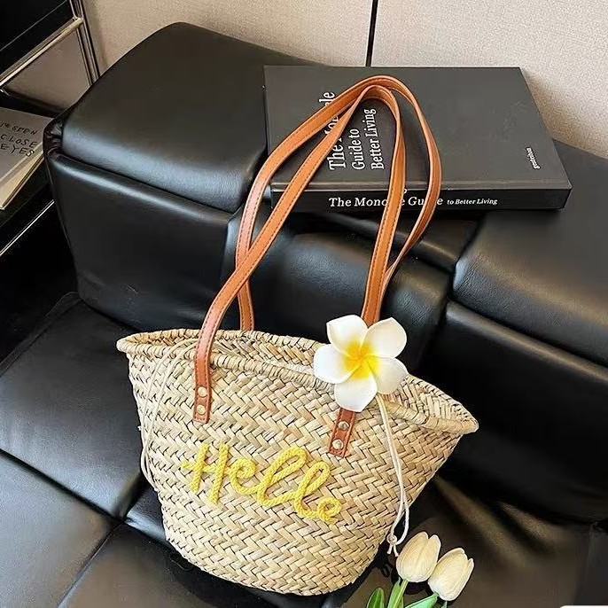 2026 Cross-Border New Straw Woven Bag For Women Trendy Tote Handbag Beach Vacation Bag Bridesmaid Bag - Thumbnail 3