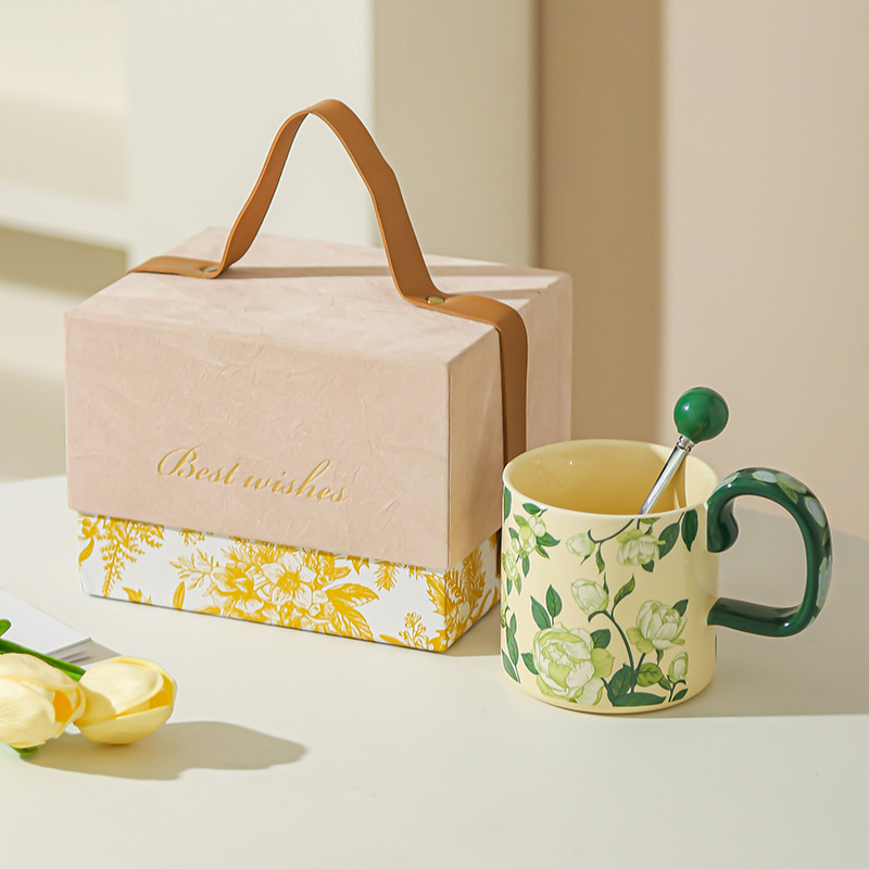 Regalos de cumpleaños para niñas, tazas de cerámica prácticas para novias, tazas de café, recuerdos de boda para amigos, caja de regalo de alta calidad