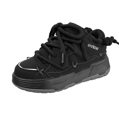 Thick sole increased black bread shoes for women  new winter casual versatile dad shoes couple retro sports shoes