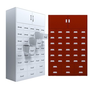 Steel Cabinet Drawer Type Multi-bucket Herbal Medicine Cabinet Adjustable Table Thickened Cabinet Economical Hundred Cabinet Grey White Dark Red None
