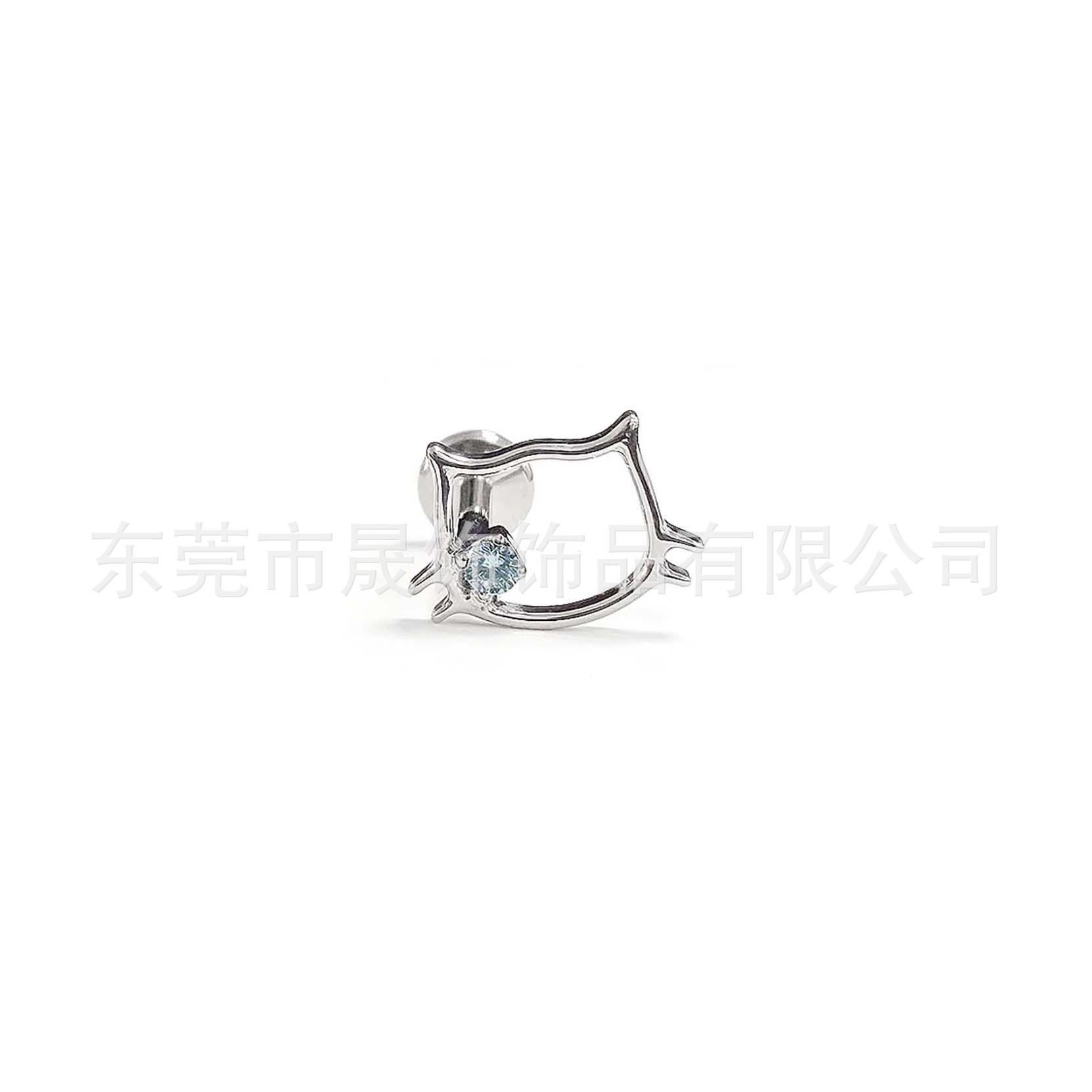 F136 Titanium Alloy 可爱Kitty猫 Openwork 0.9牙 Studded Cubic Zirconia Ear Stud G23 Titanium Labret Stud Piercing Jewelry