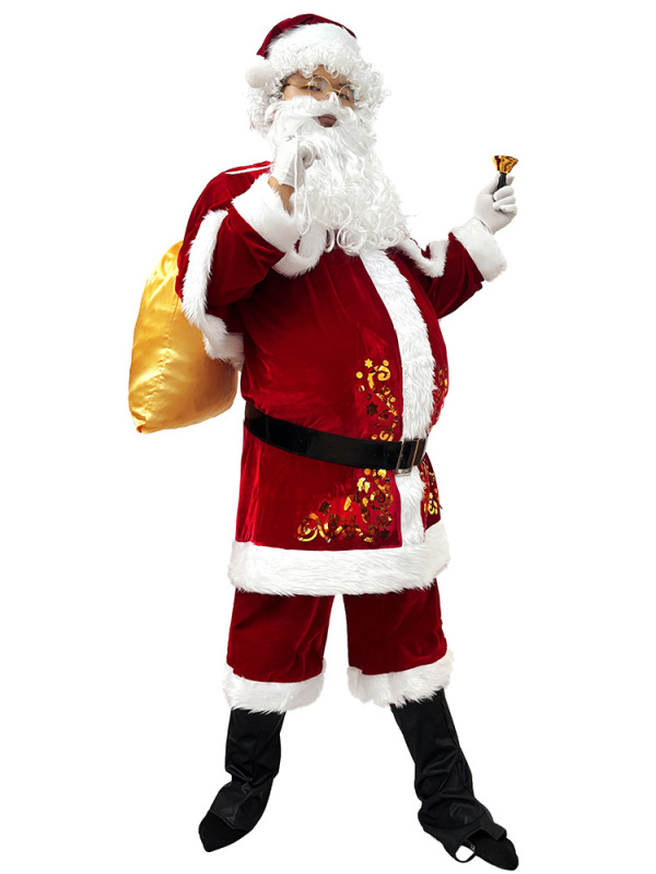 サンタクロースの衣装はクリスマスの服で大人のひげを生やします。|undefined