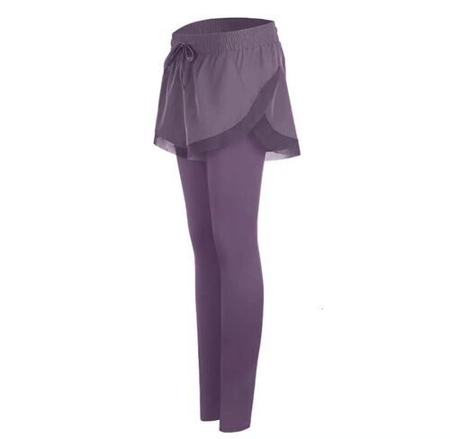 High-waisted abdominal-cinching yoga pants for women to wear outside, running slimming large size step sports tight pants fitness faux two-piece pants