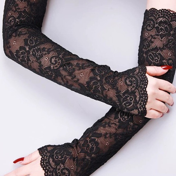 Factory Wholesale Summer Sunscreen Gloves Ice Lace Sleeve Driving Block Arm Sleeve Long Holiday Sleeve Decorative Cuff