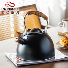 亚马逊新款不锈钢烧水壶黑鸣笛煮水壶跨境kettle折叠柄欧式响水壶