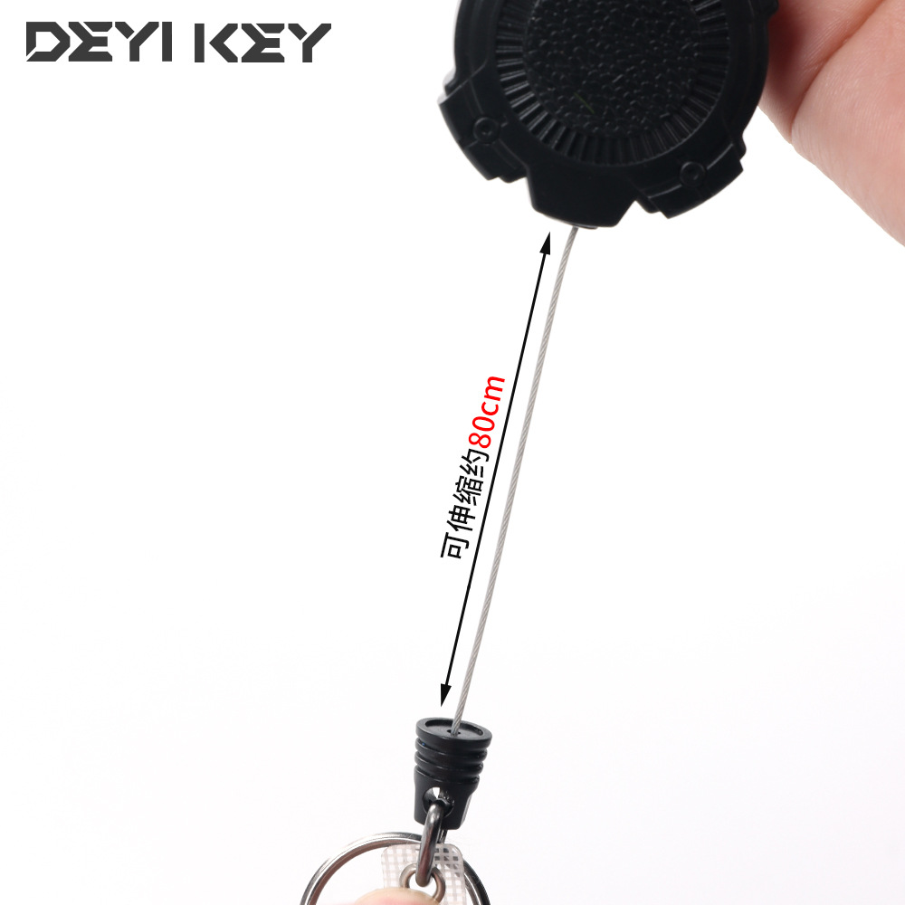 Llavero retráctil Hebilla de alto rebote para exteriores, cable elástico anti-pérdida, cable extendido, llavero fácil de tirar