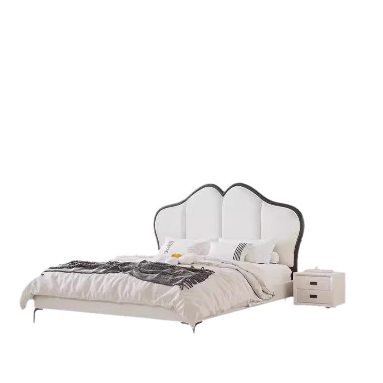 Cama de cuero francesa retro con mariposa de estilo crema moderna y simple cama queen de gama alta cama de matrimonio lujosa superior