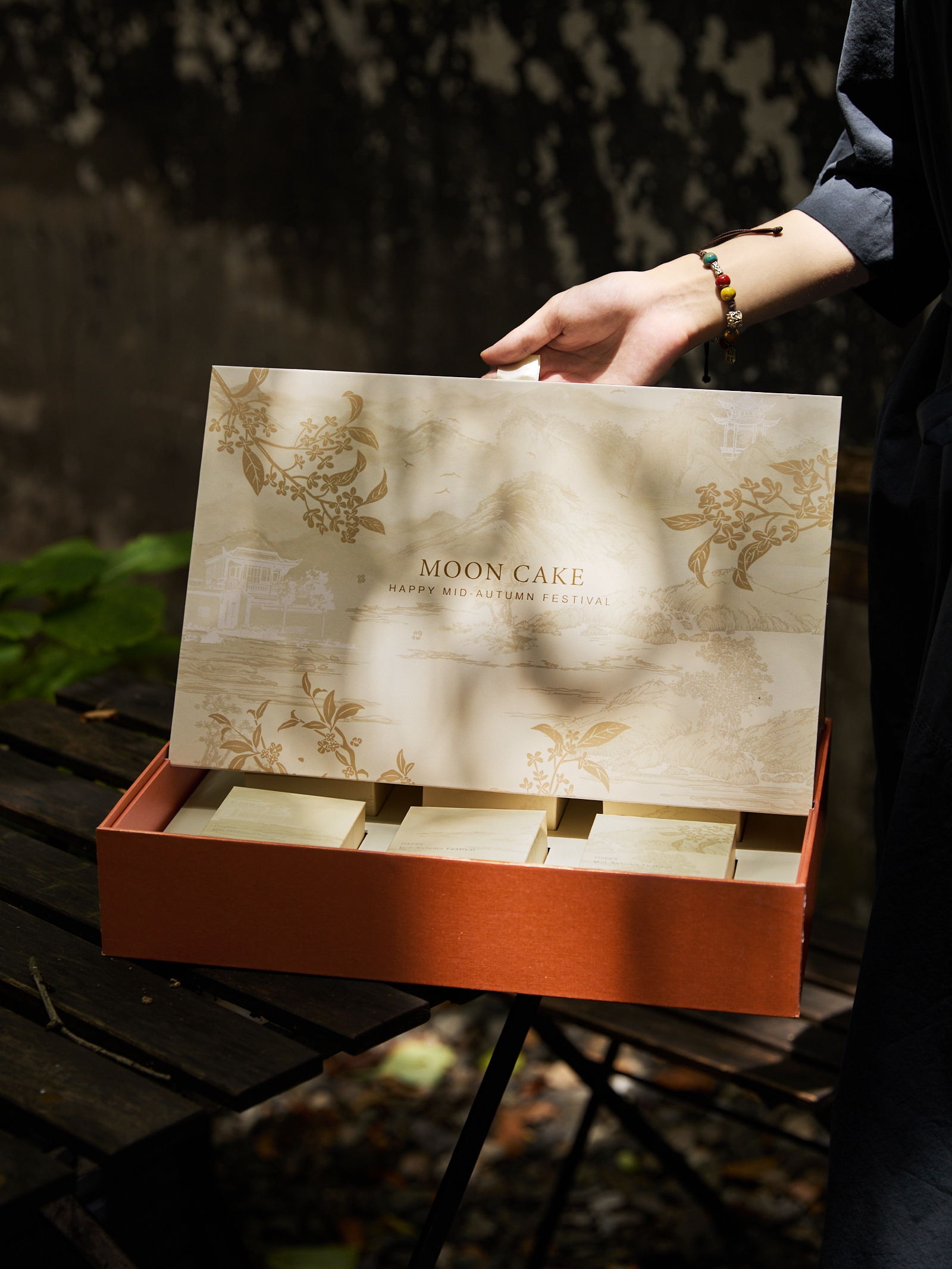 Nuevo medio otoño caja de regalo de pastel de luna de China FengGuang estilo fluido de corazón caja de regalo de pastel de luna de hielo caja vacía