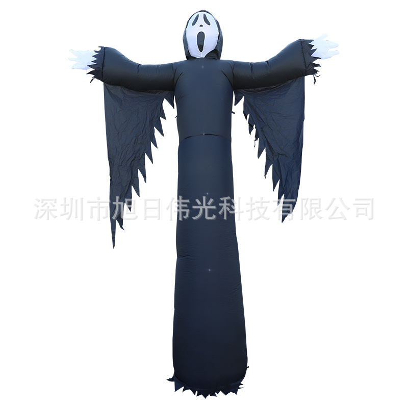 跨境万圣节气模LED发光充气黑衣鬼气模鬼节户外庭院装饰道具摆件