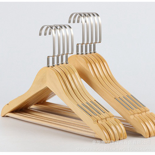 Percha de madera maciza percha de madera percha de ropa antideslizante sin huellas de almacenamiento de ropa de soporte de armario de dormitorio percha de secado gruesa