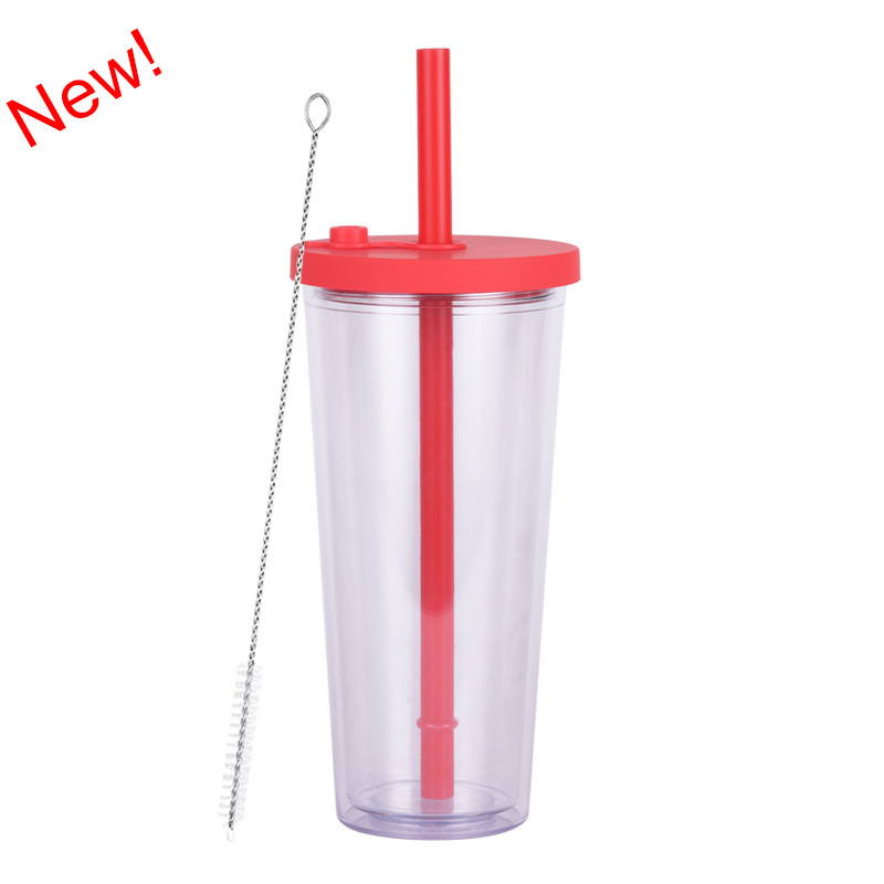 2025 nueva taza de paja de plástico de doble capa transfronteriza de gran agujero taza de té de leche de perla transparente taza de paja BOBA personalizada