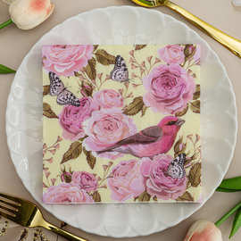 现货西餐印花餐巾纸方形动物创意装饰木浆巾纸卡通印花纸巾批发