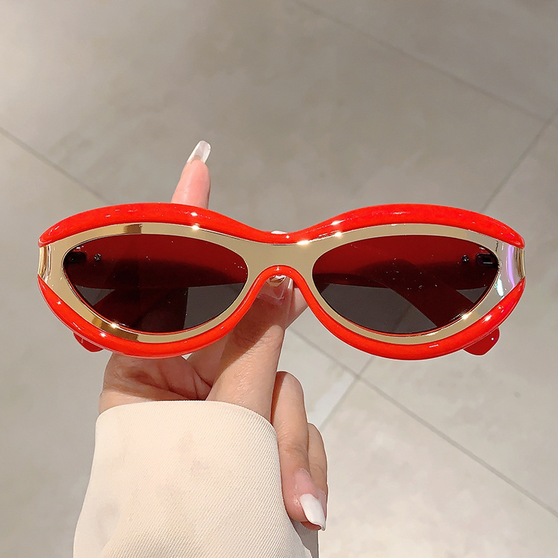 Lunettes de soleil œil de chat Y2K de mode rétro européenne et américaine, nouvelles lunettes de soleil de sport de plein air, de photographie de rue, fines et antireflets_voghion.com