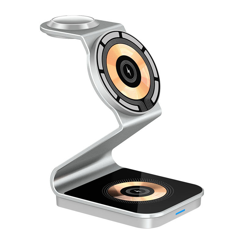 Aleación de aluminio de carga inalámbrica tres en uno magnética plateada