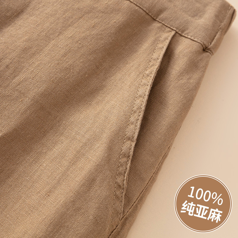 High-End 100% Pure Linen Wide-Leg Pants for Women, Loose and Drapedy Nine-Point Linen 2025 Summer Thin Straight Casual Pants High-End 100% Pure Linen Wide-Leg Pants for Women, Loose and Drapedy Nine-Point Linen 2025 Summer Thin Straight Casual Pants
